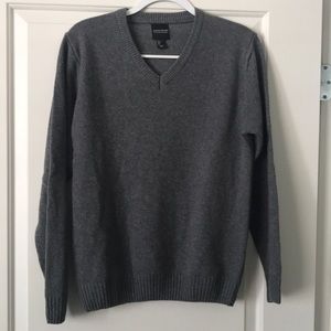 Men’s Paolo Mondo gray merino wool/cashmere v neck sweater, large